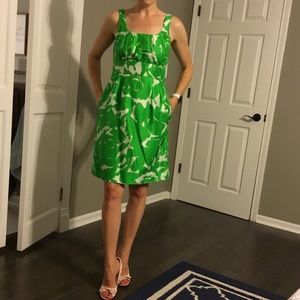 J. Crew green silk floral dress with pockets! NWT!